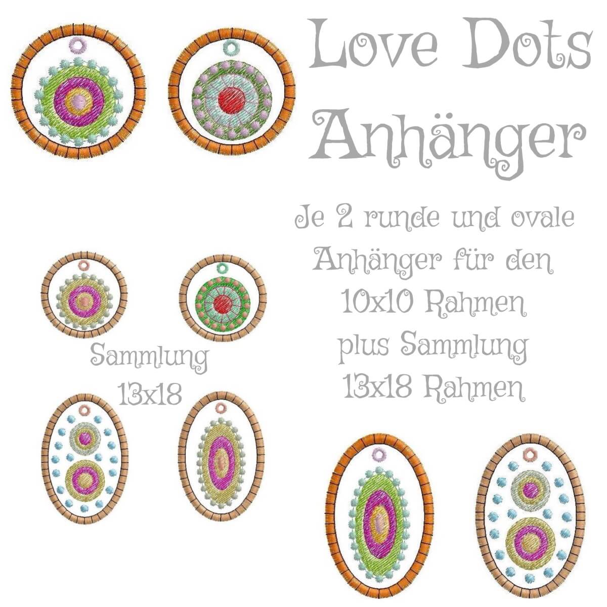 Stickdesign Set "Love Dots Anhänger" (Download)