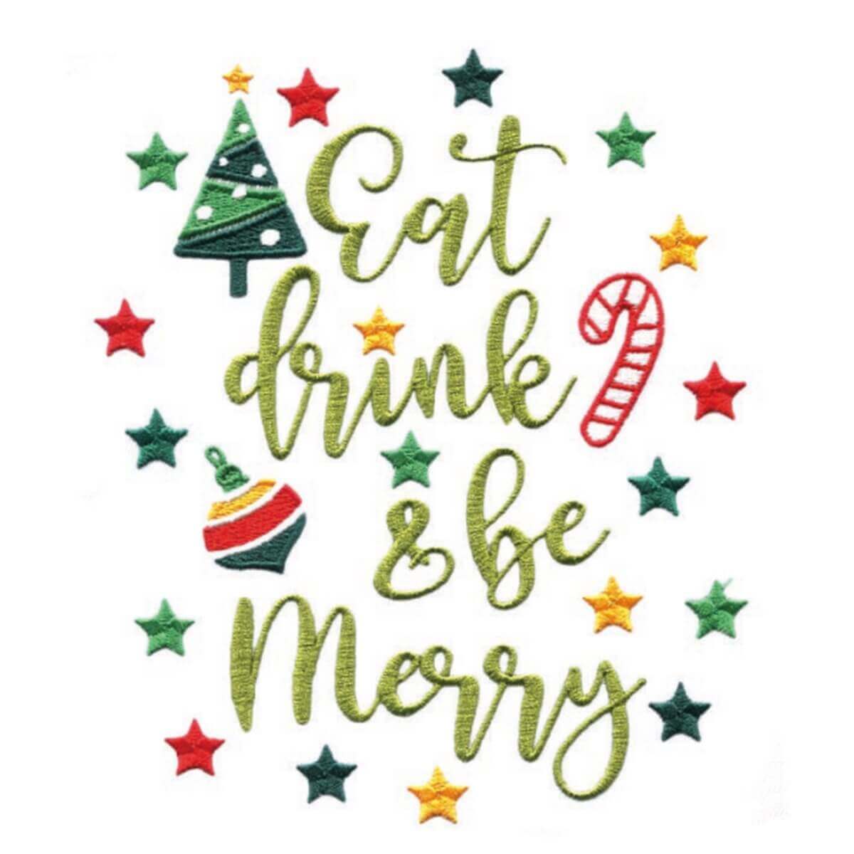 Stickdesign Santa Sayings: Eat Drink Be Merry (Download)
