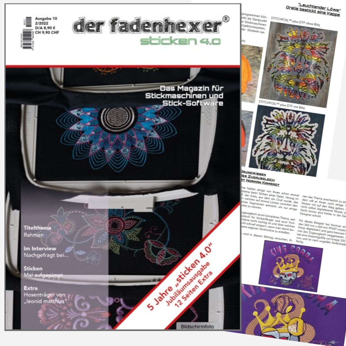 Sticken 4.0 - Das Magazin für Stickmaschinen
und Software  - Ausgabe 10