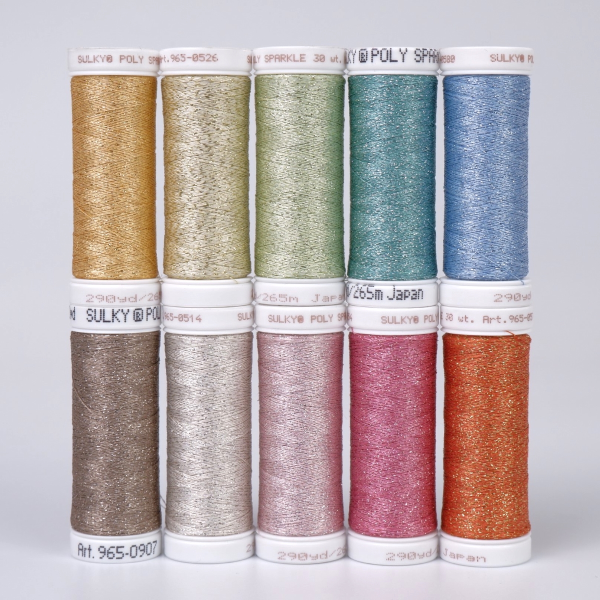 SULKY POLY SPARKLE 30 - Glittering Pastel
(10x 265m Snap Spools)